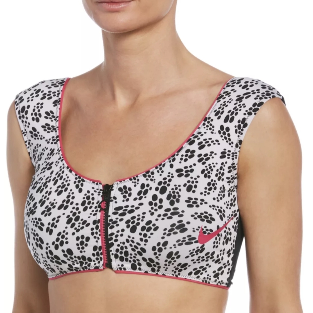 Nike Party Dots Zip Swim Crop Top